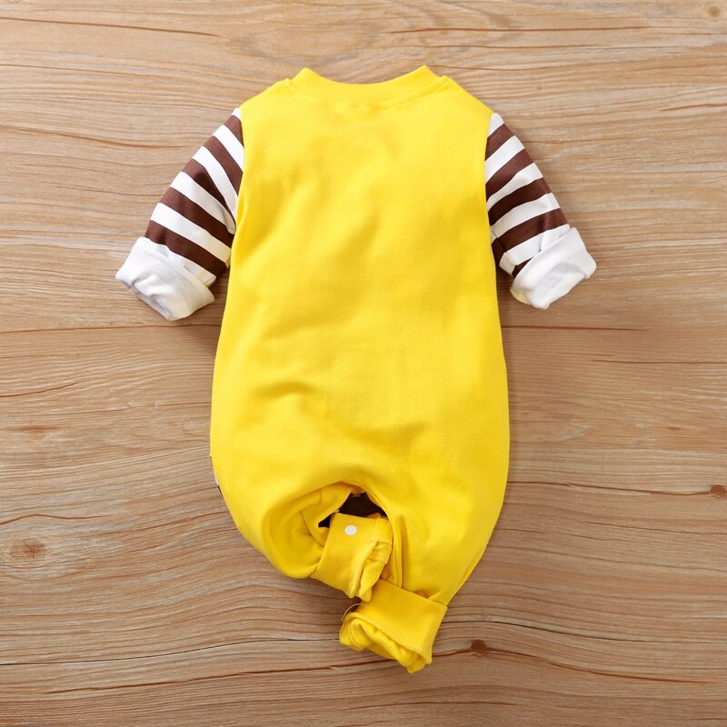 PatPat New Arrival Autumn and Winter Baby Boy Girl Cute Giraffe Embroidery Stripe Design Long-sleeve Jumpsuit Baby Clothing