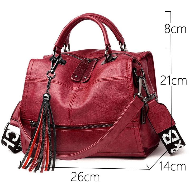 2021 Fashion Tassel Women Handbag Leather Women Shoulder Bags Famous Brand Designer Women Bags Ladies Casual Crossbody Bags New