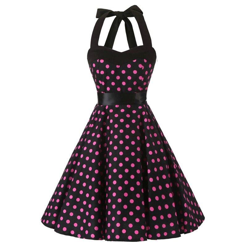 Women Red Cherry Party Dress Vintage 50s Rockabilly Hepburn Dress 2022 Elegant Summer Strapless Swing Retro Halter Pin up Dress