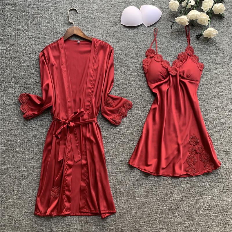 Female Flower Bride Wedding Robe Bathrobe Gown Sleepwear Sexy Lace Intimate Lingerie Home Clothes Summer Casual Nightwear