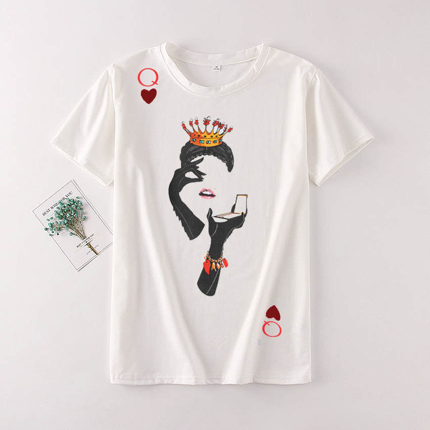 Zuolunouba Playing Cards In Harajuku T Shirt Women New Casual Short Sleeve Summer Tees Tops Loose