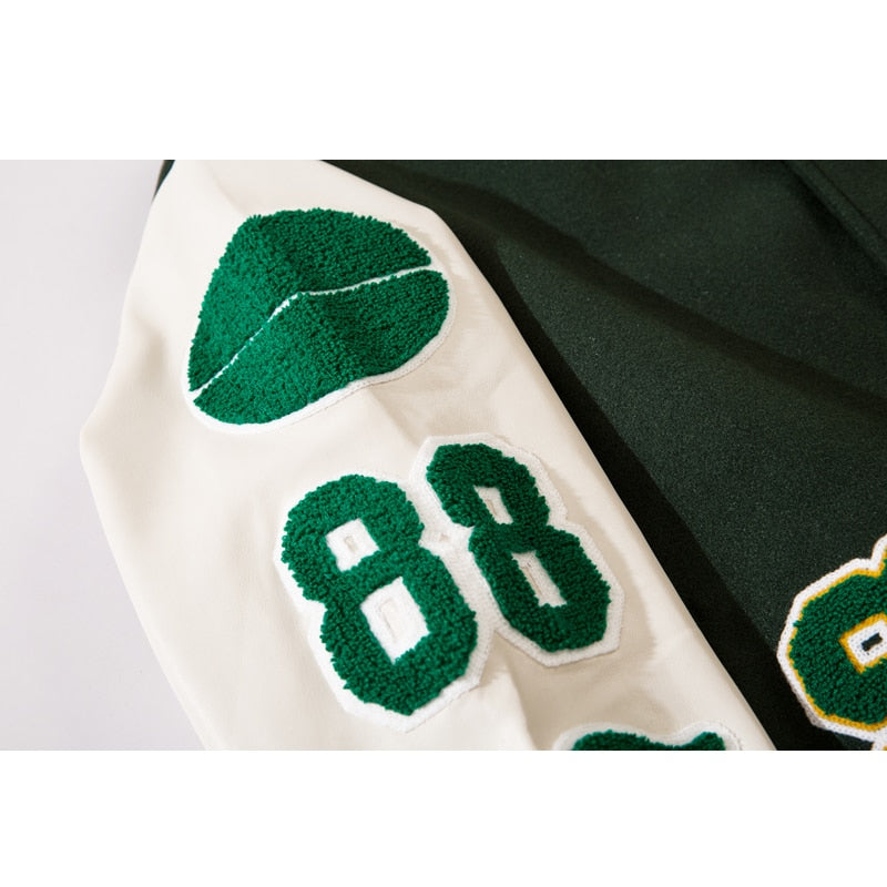 Hip Hop Varsity Jacket Mens Furry Letters Embroidery Color Block College Jackets Womens Harajuku Fashion Baseball Coats Unisex
