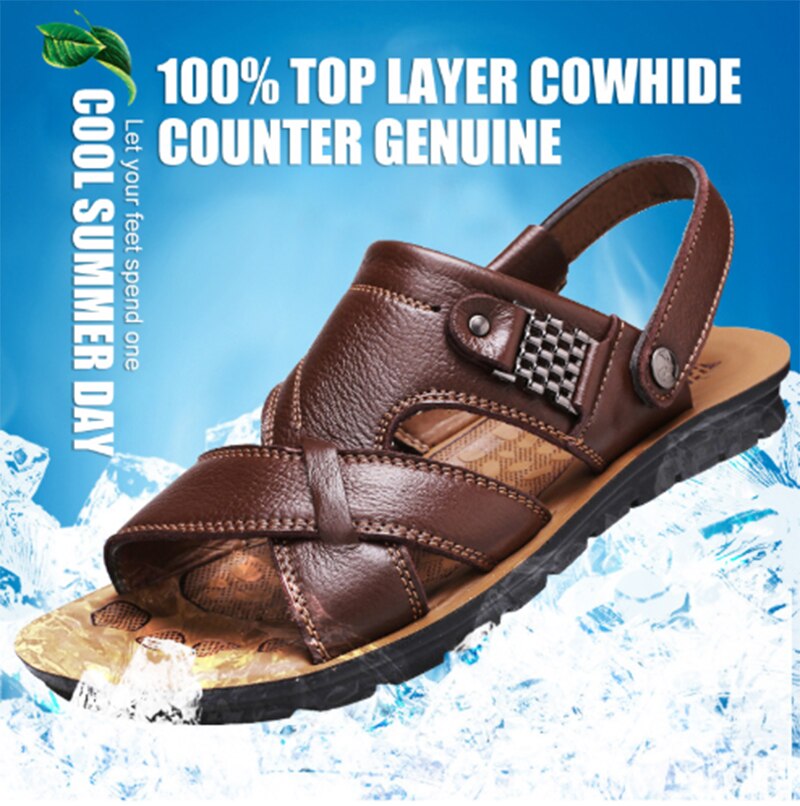 Men Sandals Summer Leather Sandals Classic Men Shoes Slippers Breatable Men Roman Outdoor Walking Footwear Big Size 48 Сандалии