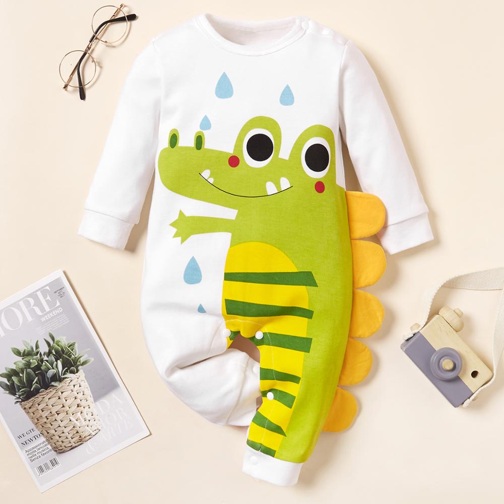 PatPat New Summer and Spring Baby Adorable Dinosaur Print Bodysuits Baby and Toddler Girl One Pieces Baby Clothes