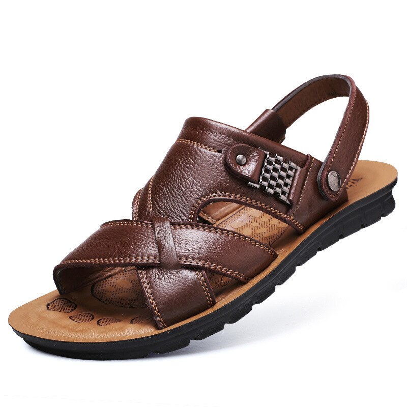 Men Sandals Summer Leather Sandals Classic Men Shoes Slippers Breatable Men Roman Outdoor Walking Footwear Big Size 48 Сандалии