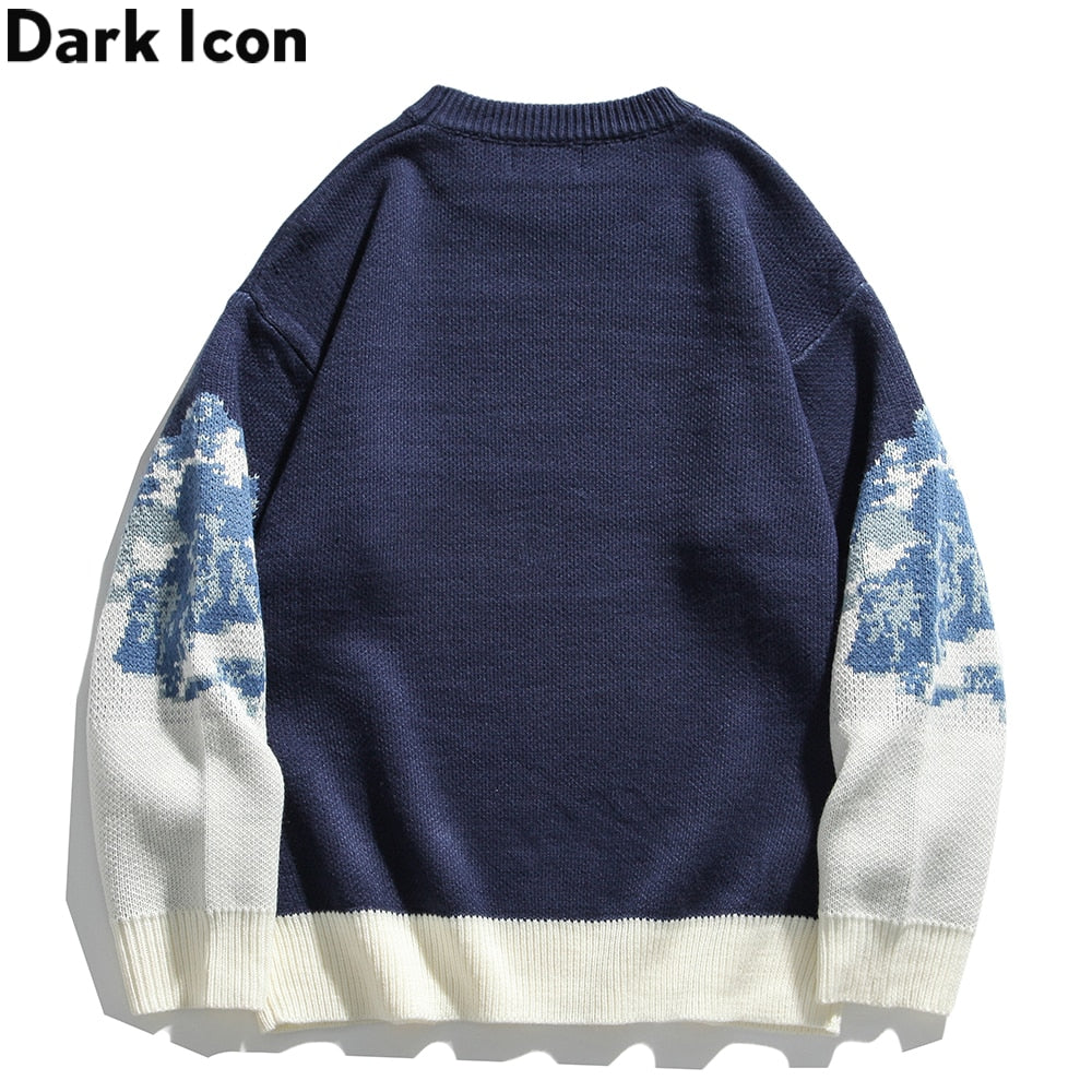 DARK ICON Mountain Sweater Men Women Korean Style Men&#39;s Sweaters Winter Couple Clothing