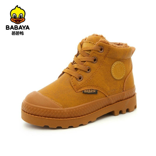 Babaya Boys Cotton-Padded Shoes Winter Plus Velvet Thickening Children Boots Warm 2022 Martens Boots for Girls Winter Shoes Kids