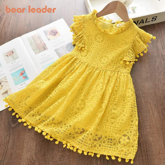 Bear Leader Girls Dress 2022 New Summer Brand Girls Clothes Lace And Ball Design Kids Princess Dress Party Dress For 3-7 Years