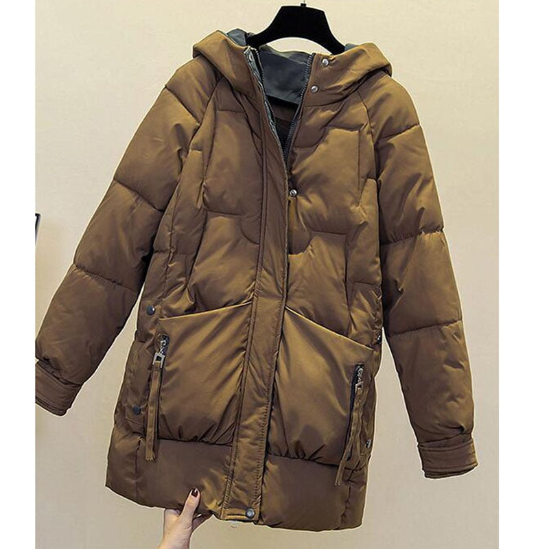 2022 Women Winter Thick Hooded Down Jacket Cotton Long Warm Padded Parka For Women Plus Size 2XL Winter Coat