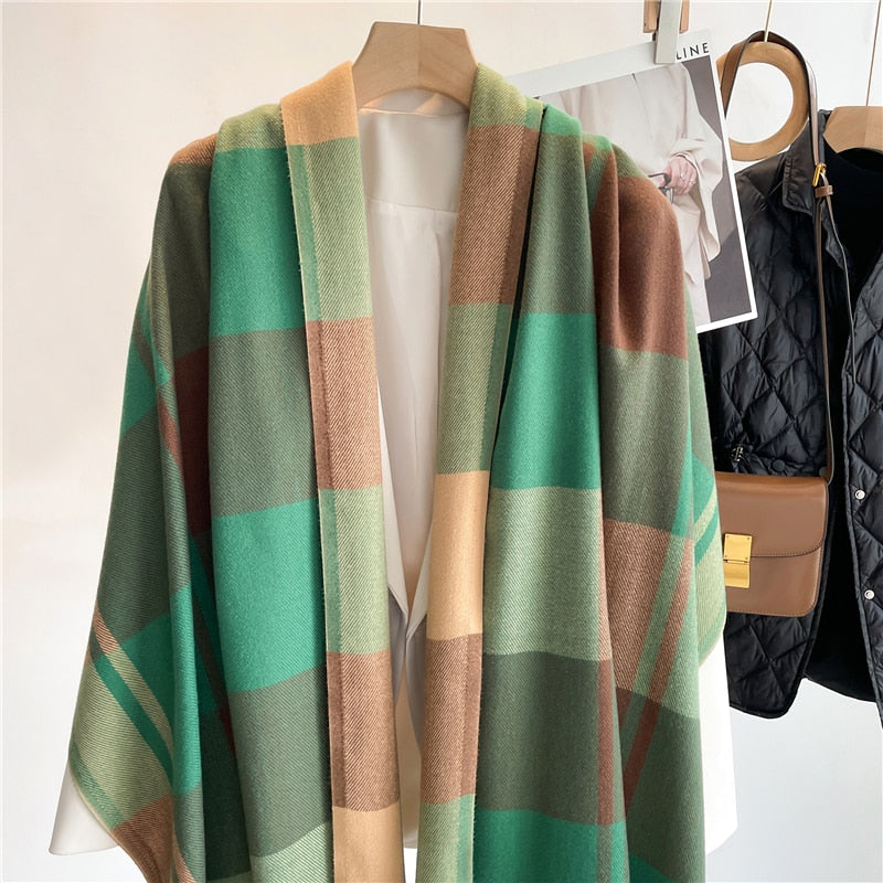 Luxury Plaid Scarf Winter Warm Cashmere Women Long Pashmina Foulard Female Scarves Lady Tassel Shawl Wraps 2022 Design New