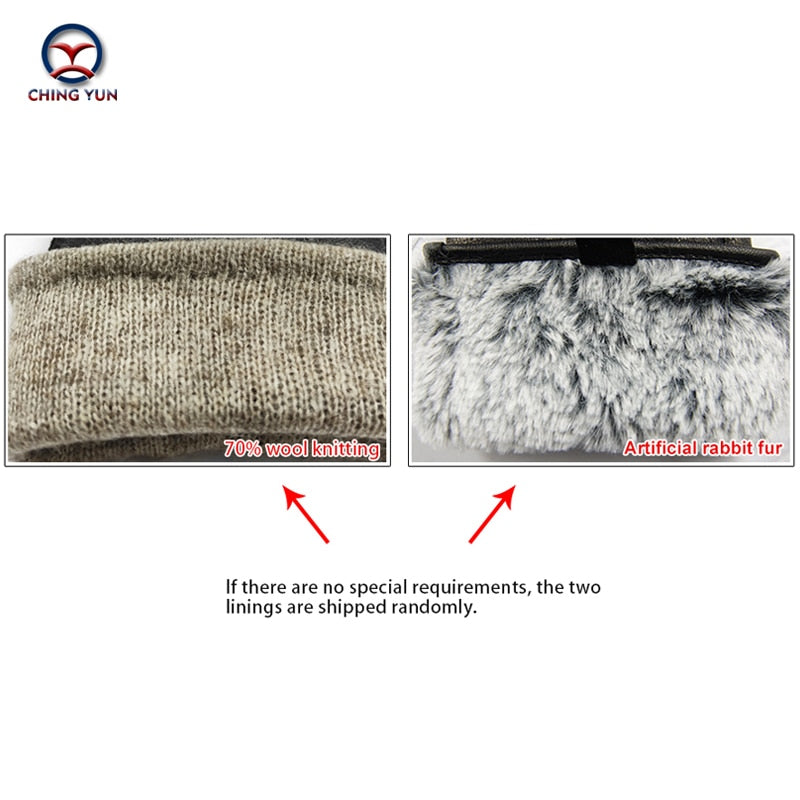 New Women&#39;s Gloves Genuine Leather Winter Warm Fluff Woman Soft Female Rabbit Fur Lining Riveted Clasp High-quality Mittens