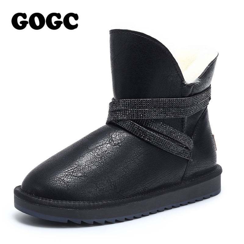 GOGC women boots 2020 snow boots warm women winter boots women ankle boots for women Genuine Leather boots  women winter shoes