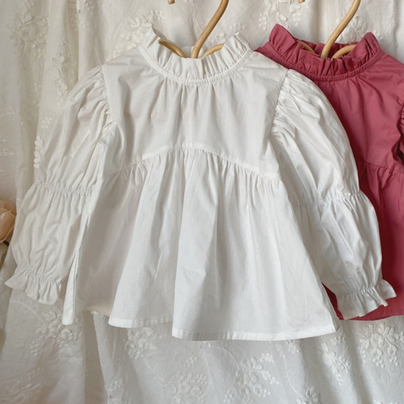 HoneyCherry Children's Clothing Autumn New Girl Korean Style Embroidered Shirt Toddler Girl Long Shirt