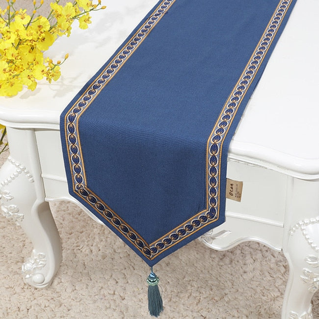Proud Rose Simple Linen Table Flag Bed Runner Tassel Tablecloth Tea Table TV Cabinet Cover Cloth Custom Chinese Wedding Decor