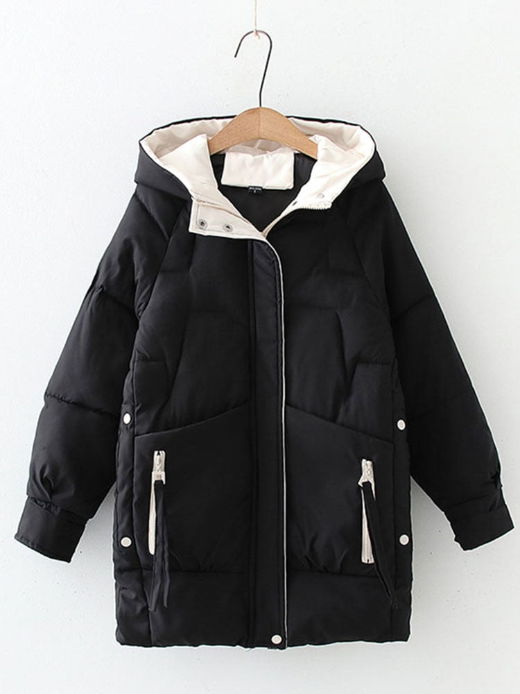 2022 Women Winter Thick Hooded Down Jacket Cotton Long Warm Padded Parka For Women Plus Size 2XL Winter Coat