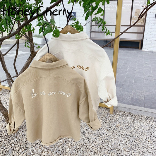 HoneyCherry Children's Clothing Autumn New Girl Korean Style Embroidered Shirt Toddler Girl Long Shirt