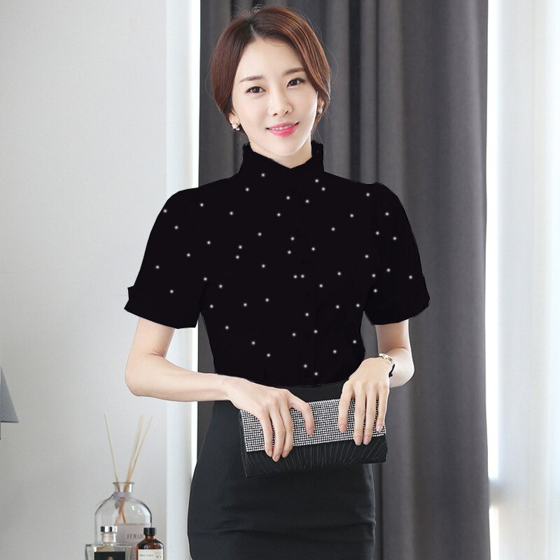 Suumer Women Shirts Elegant Women V-Neck Shirt Korean Fashion Cotton Blouses Shirts Office Lady White Work Shirt Women
