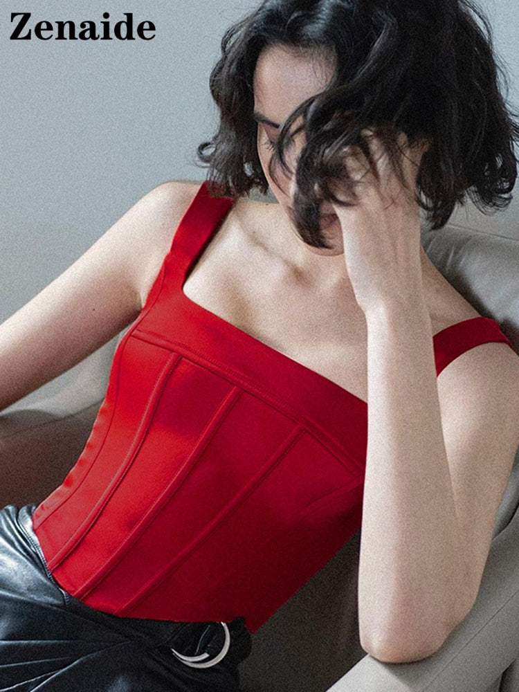 Zenaide Sexy Satin Corset Top Bare Shoulder Summer Women Tube Club Outfits Backless Off Shoulder Crop Top