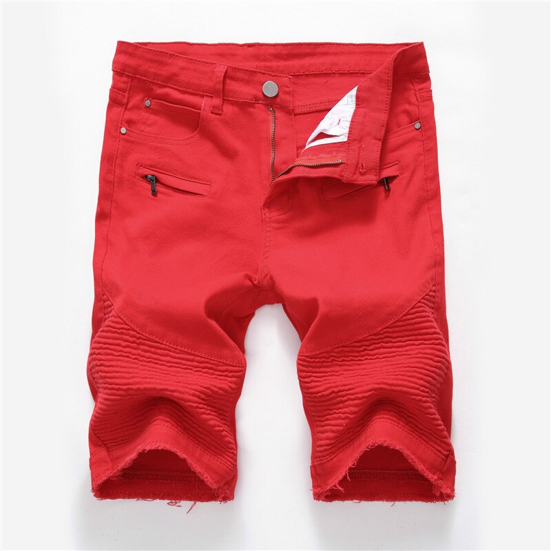 2022 Summer New Men's Denim Shorts Street Clothing Trend Personality Slim Short Jeans White Red Black Male Brand Clothes