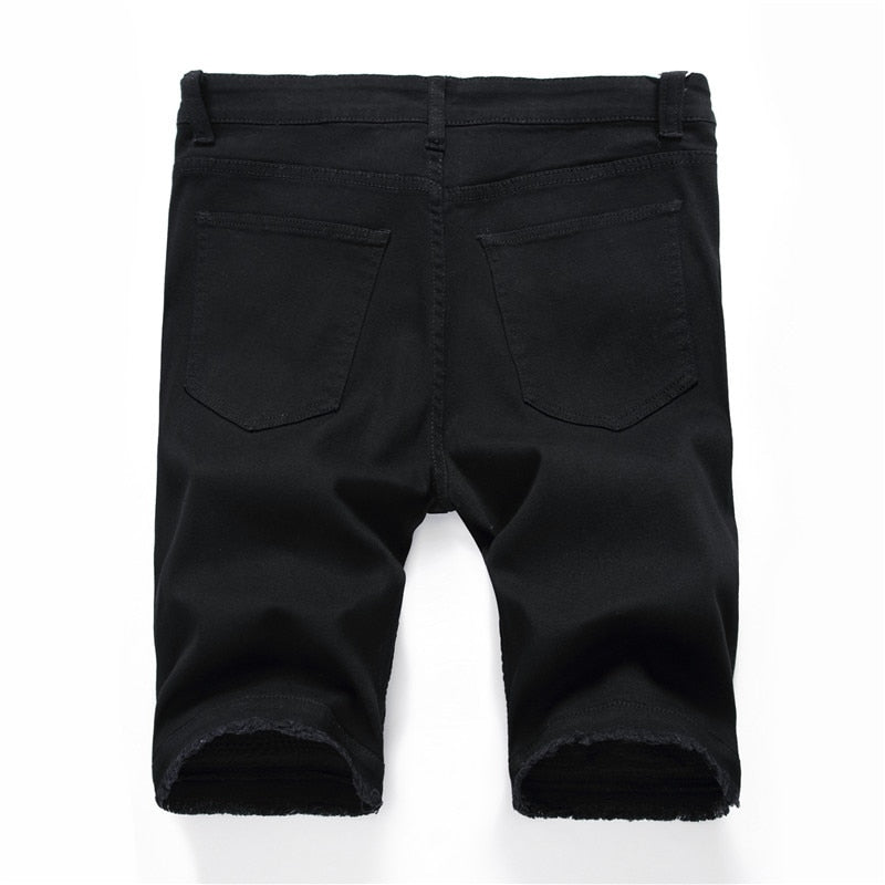 2022 Summer New Men's Denim Shorts Street Clothing Trend Personality Slim Short Jeans White Red Black Male Brand Clothes