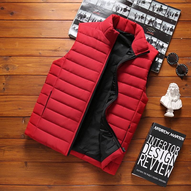 BROWON Brand 2022 Winter Men Vest Parkas Cotton Casual Sleeveless Stand Thick Clothes Men Solid Color Vest Winter Jacket Men