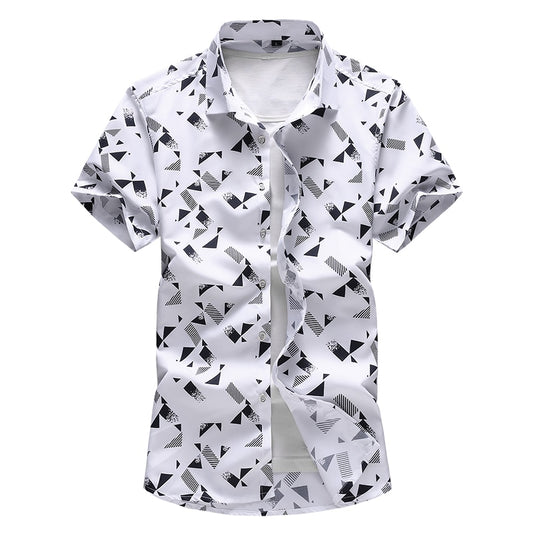 Plus size 5XL 6XL 7XL Men Shirt 2022 New Arrival Summer Fashion Print Casual Short Sleeve Shirts Brand Clothing