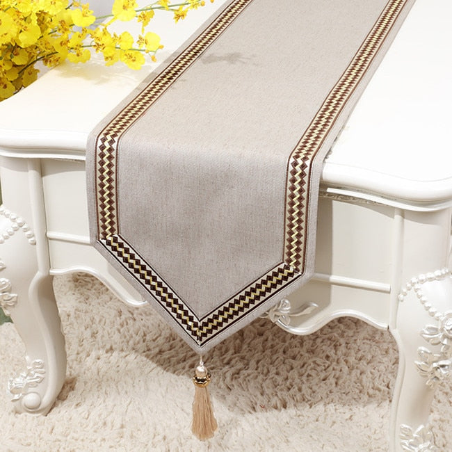 Proud Rose Simple Linen Table Flag Bed Runner Tassel Tablecloth Tea Table TV Cabinet Cover Cloth Custom Chinese Wedding Decor