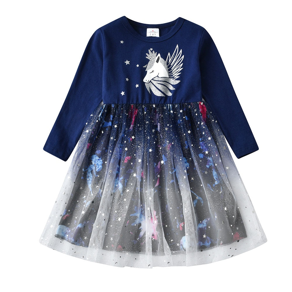 Kids Autumn Winter Dresses for Girls Star Sequins Princess Dress Girl Long Sleeve Party Vestidos Girls Dress Children Clothing