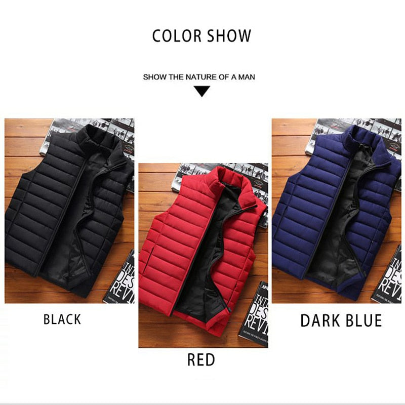 BROWON Brand 2022 Winter Men Vest Parkas Cotton Casual Sleeveless Stand Thick Clothes Men Solid Color Vest Winter Jacket Men