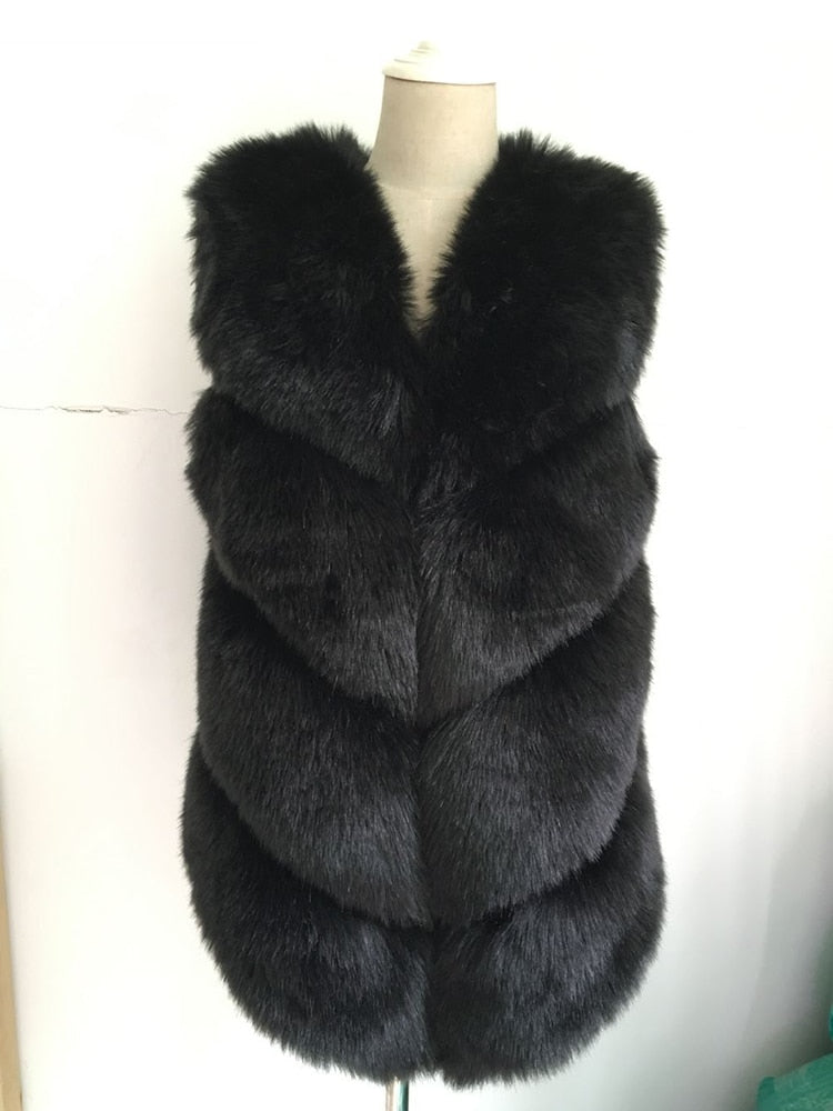 ZADORIN New Luxury Faux Fox Fur Vest Women Furry Short Faux Fur Vests Coat Fur Gilet Fourrure Autumn Winter Overcoat