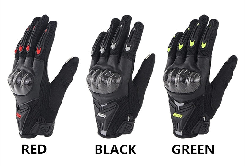 SOMAN Motorcycle Gloves Carbon Fiber Leather Moto Riding Gloves Men Motorbike Protective Gears Motocross Gants Moto Luvas MG19