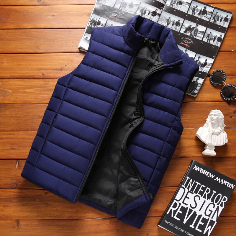 BROWON Brand 2022 Winter Men Vest Parkas Cotton Casual Sleeveless Stand Thick Clothes Men Solid Color Vest Winter Jacket Men