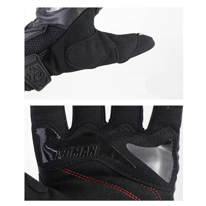 SOMAN Motorcycle Gloves Carbon Fiber Leather Moto Riding Gloves Men Motorbike Protective Gears Motocross Gants Moto Luvas MG19