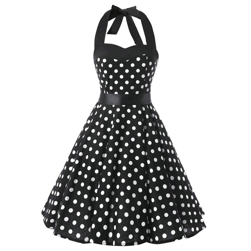 Women Red Cherry Party Dress Vintage 50s Rockabilly Hepburn Dress 2022 Elegant Summer Strapless Swing Retro Halter Pin up Dress