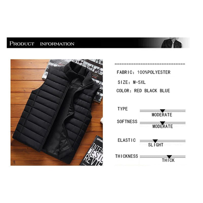 BROWON Brand 2022 Winter Men Vest Parkas Cotton Casual Sleeveless Stand Thick Clothes Men Solid Color Vest Winter Jacket Men