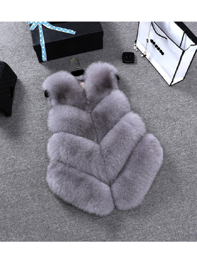 ZADORIN New Luxury Faux Fox Fur Vest Women Furry Short Faux Fur Vests Coat Fur Gilet Fourrure Autumn Winter Overcoat