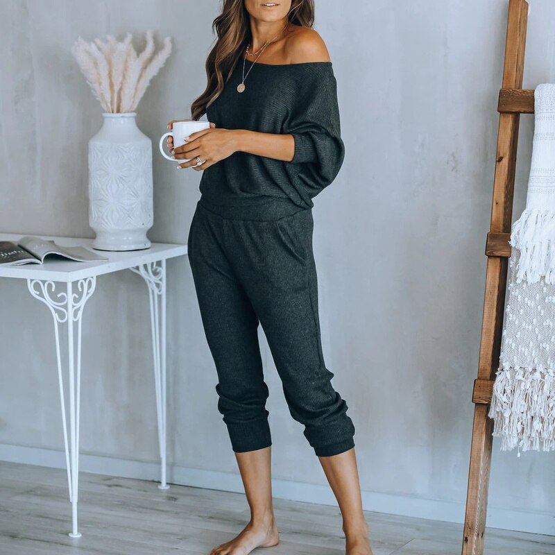 QWEEK Cotton Women&#39;s Pajamas Set Clothes Home Suit Trousers Sleepwear Long Sleeve Casual Homewear Female Nightgown 2020