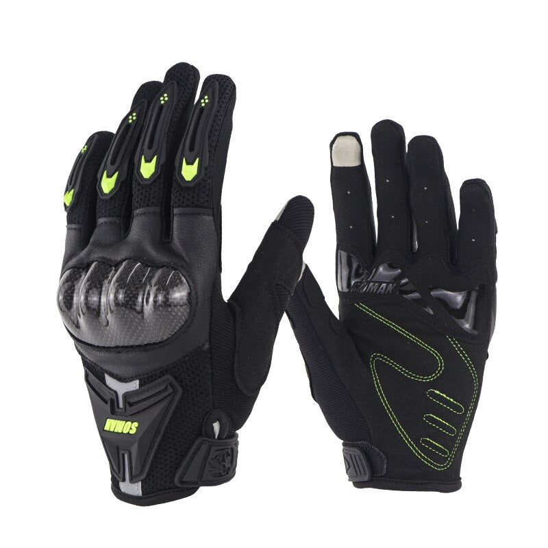 SOMAN Motorcycle Gloves Carbon Fiber Leather Moto Riding Gloves Men Motorbike Protective Gears Motocross Gants Moto Luvas MG19