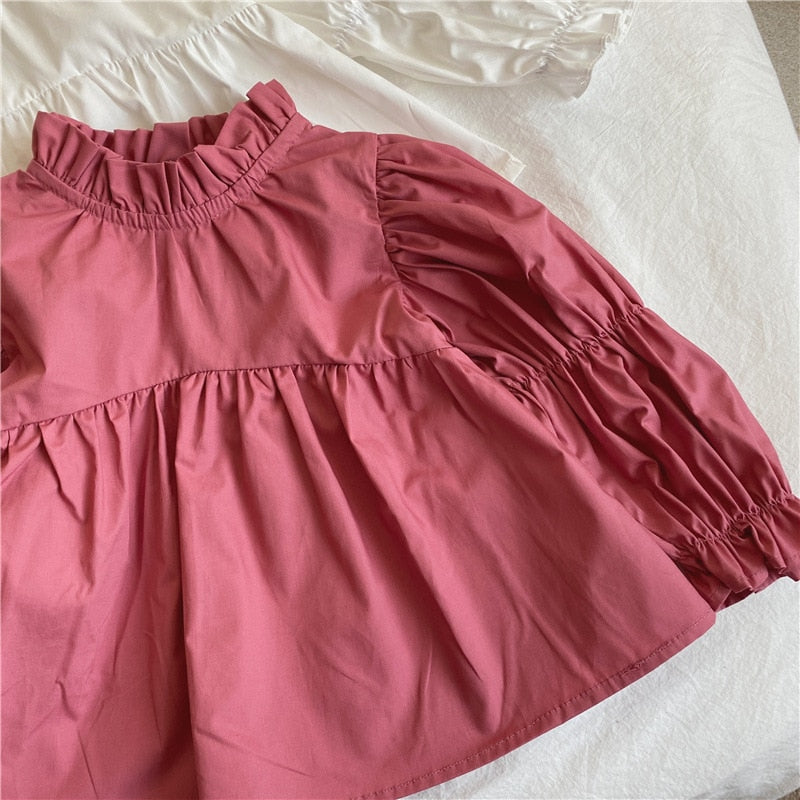 HoneyCherry Children's Clothing Autumn New Girl Korean Style Embroidered Shirt Toddler Girl Long Shirt