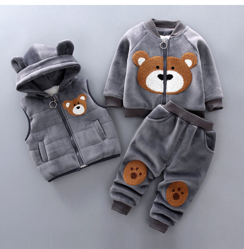 Fashion Baby Boys Clothes Autumn Winter Warm Baby Girls Clothes Kids 3pcs Outfits Suit Newborn Baby Clothes Infant Clothing Sets