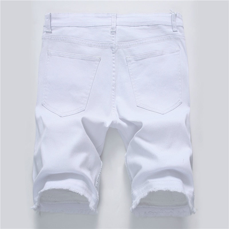 2022 Summer New Men's Denim Shorts Street Clothing Trend Personality Slim Short Jeans White Red Black Male Brand Clothes