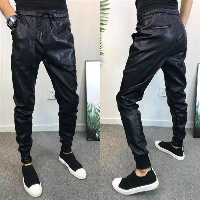 New Winter Thick Warm PU Leather Pants Men Clothing 2022 Simple Big Pocket Windproof Casual Motorcycle Trousers Black Plus Size