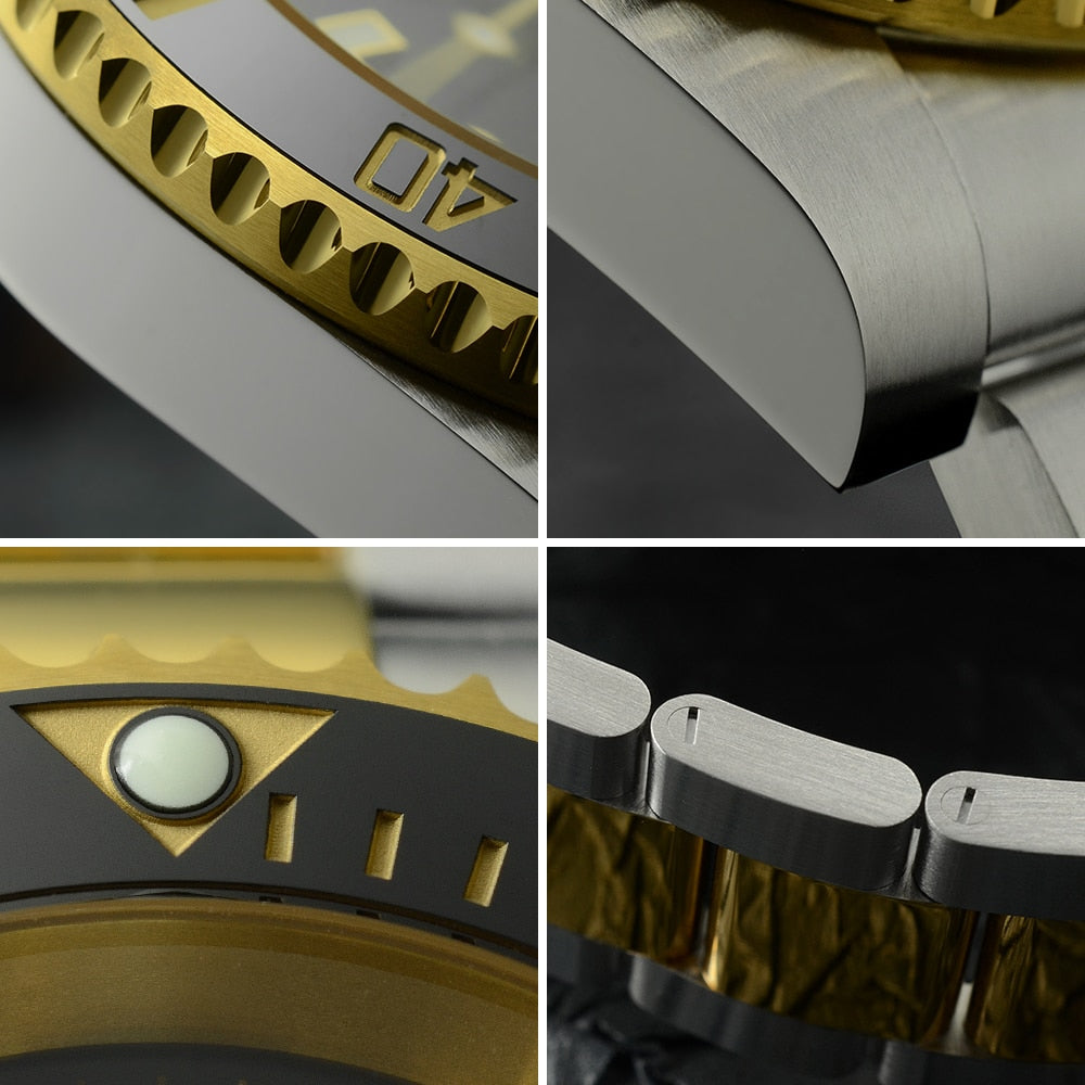 San Martin 40.5mm Diver Watch Two-tone Water Ghost NH35 Luxury Sapphire Men Mechanical Watches 20Bar Waterproof BGW-9 Luminous