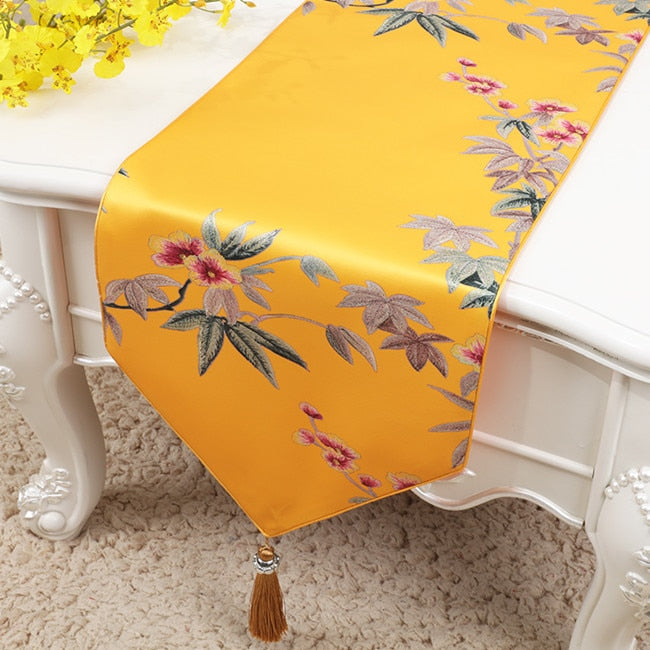 Proud Rose Simple Linen Table Flag Bed Runner Tassel Tablecloth Tea Table TV Cabinet Cover Cloth Custom Chinese Wedding Decor