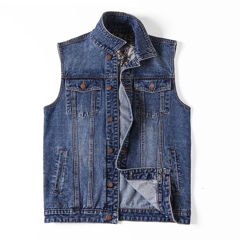 Men's Denim Vest Jacket Large Size 6XL Plus Size 7XL Clothing Summer Fashion Waistcoat Male Casual Big size Jeans Jacket Men