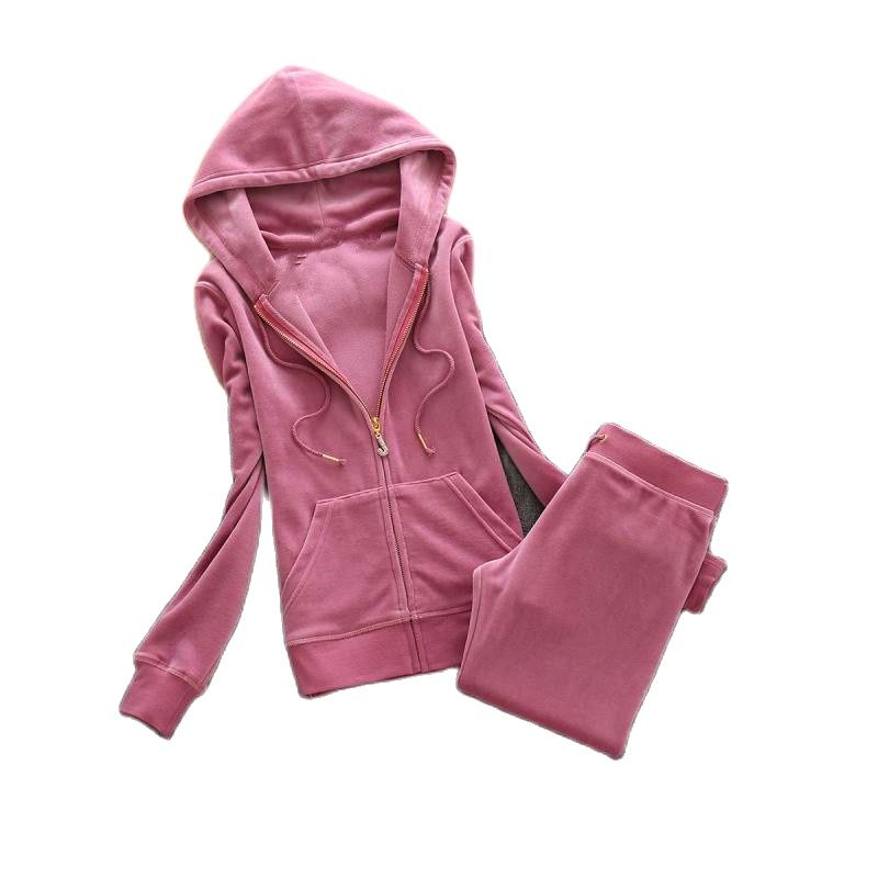 2022 Spring/Fall Women&#39;s Brand Velvet Fabric Tracksuits Velour Suit Women Track Suit Hoodies And Pants fat sister sportswear