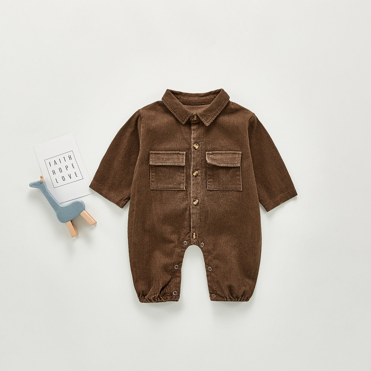 HoneyCherry Autumn Boy Treasure Baby Romper Frock Romper Casual One-Piece Suit Corduroy Romper Baby Boy Clothes