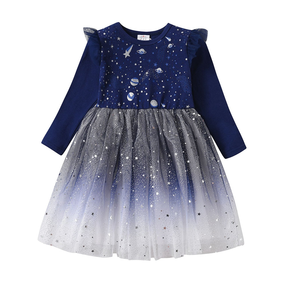 Kids Autumn Winter Dresses for Girls Star Sequins Princess Dress Girl Long Sleeve Party Vestidos Girls Dress Children Clothing