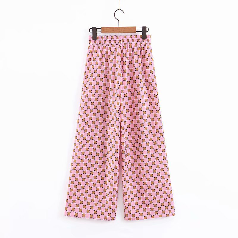 Women&#39;s Suits Sunc Spring LOOSE Blue Printed Kimono Jacket with Feather Sleeves Wide Leg Pants Two-piece Viintage Clothing Suits