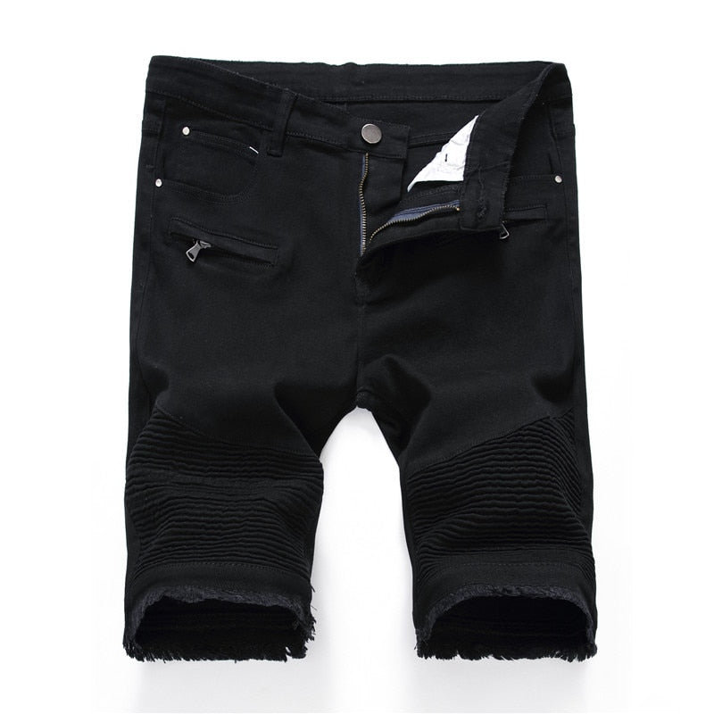 2022 Summer New Men's Denim Shorts Street Clothing Trend Personality Slim Short Jeans White Red Black Male Brand Clothes
